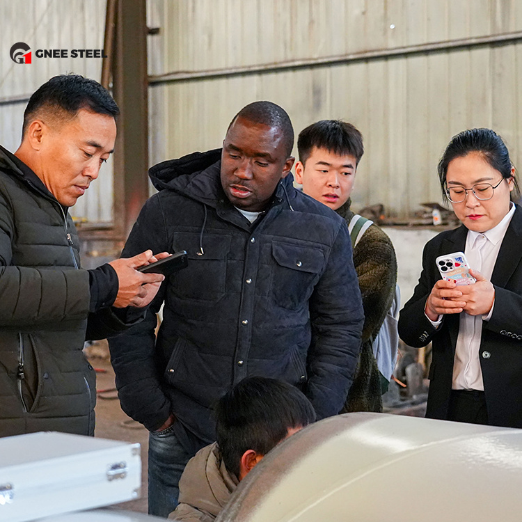 Senegalese Customer Inspects Large Diameter Spiral Welded Pipe